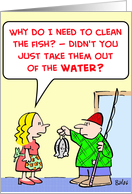 fisherman, fish, clean, water card