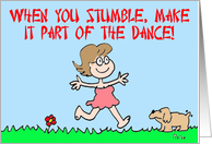 stumble, part, dance card
