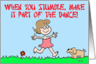 stumble, part, dance card