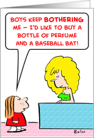 perfume, baseball, bat card