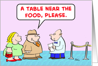 waiter, table, near, food, fat card