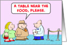 waiter, table, near, food, fat card