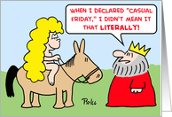 lady, godiva, nude, naked, king, casual, friday, literally card