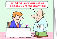 waiter, chef’s, surprise, pork, chops, tofu card