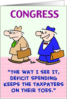 congress, deficit, spending, taxpayers, on, toes card