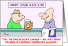 happy, hour, cartoon, characters, beer card