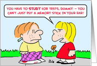 study. tests, memory, sticks, computers, ear, kids, school card