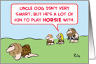 caveman, smart, play, horsie card