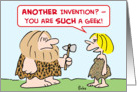 caveman, invention, geek card