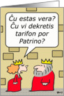 king slaps tariff on mother - Esperanto card