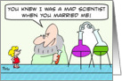 mad scientist, shrunken wife card
