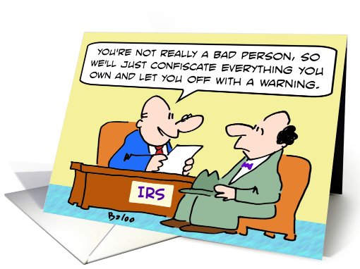 IRS agent confiscates everything and lets guy off with a warning. card