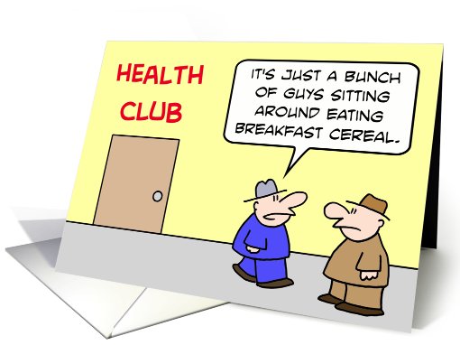 Eating cereal at the health club. card (755166)