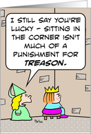 Prince Sitting in the corner for treason. card