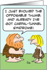 caveman with carpal-tunnel card