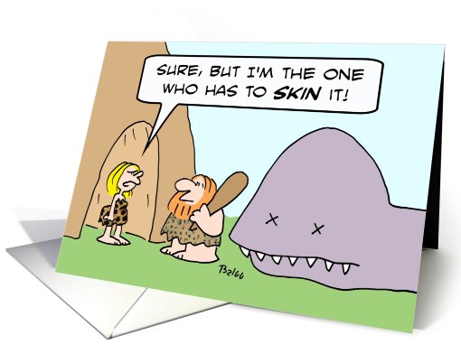 Wife has to skiin dinosaur card (764817)