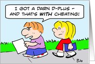 Kid gets D+ even with cheating card