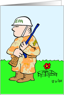 EPA soldier guards flower. card