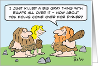 Caveman invites friends for dinner card