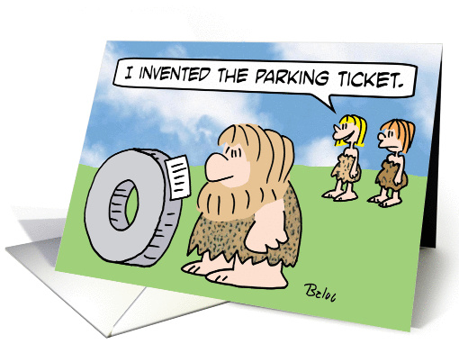 Cavewoman invents the parking ticket. card (854312)