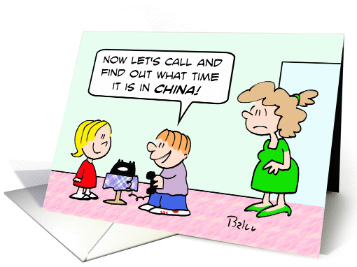 Kids call China to check time. card (866870)