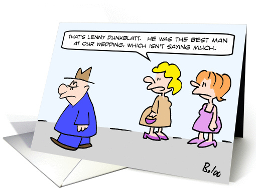 Best man at wedding isn't saying much. card (870597)