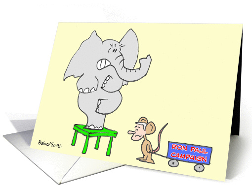Ron Paul mouse scares Republican elephant. card (882414)