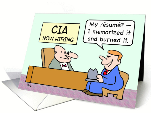 CIA applicant burned resume card (890240)