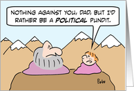 Guru’s son wants to be political pundit. card