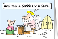 St. Peter asks if guy is Sunni or Shi’a. card