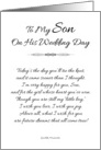To My Son on His Wedding Day - Black and White card
