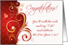 Red and Gold New Year’s Wedding Congratulations card