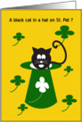 Black Cat in A Green Hat for St. Pat - Happy St. Patrick’s Day card
