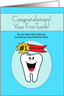 Baby Boy’s First Tooth Congratulations card