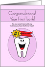 Baby Girl’s First Tooth Congratulations card