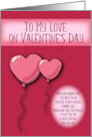 Valentine Your Love Lifts Me Heart Balloons card