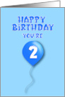 Happy Birthday You’re Two Cute Blue Balloon card