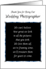 Wedding Photographer Thank You in Black and White card