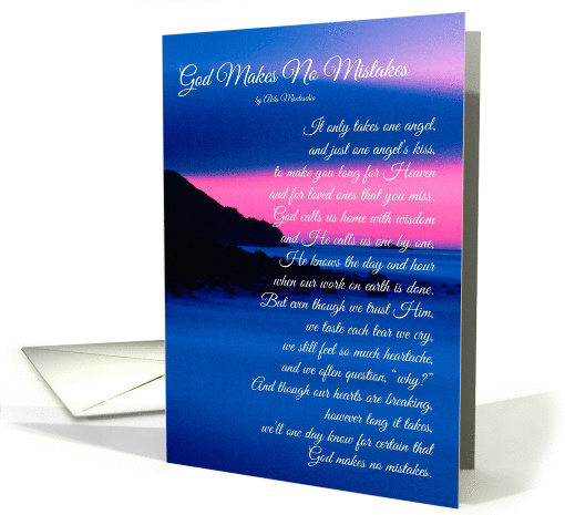 God Makes No Mistakes Bereavement card (1066835)