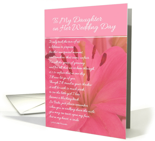 To My Daughter on Her Wedding Day - Pink Lily card (1163474)