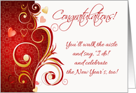 Red and Gold New Year’s Wedding Congratulations card