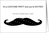 Black Mustache Funny Costume Party Invitaiton card