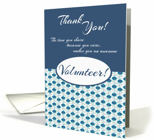 Blue Floral Volunteer Thank You card (1419292)