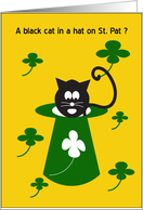 Black Cat in A Green Hat for St. Pat - Happy St. Patrick’s Day card