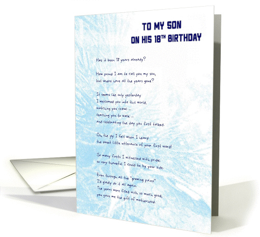 To My Son On His 18th Birthday card (1463290)