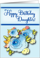 Happy Birthday Blue Roses for Daughter card