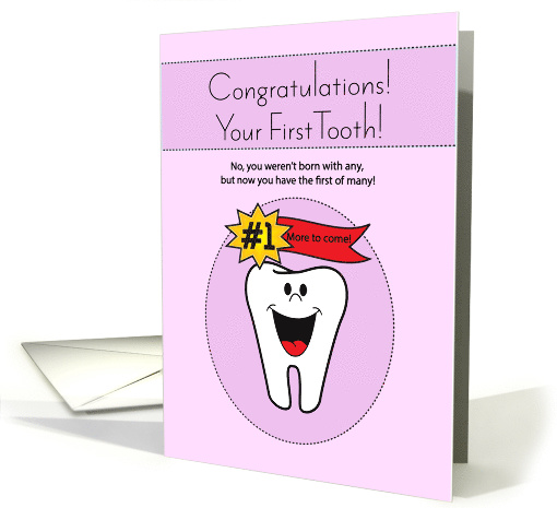 Baby Girl's First Tooth Congratulations card (1600254)