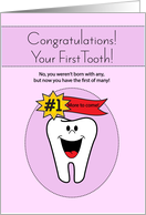 Baby Girl’s First Tooth Congratulations card