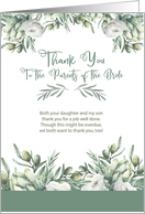 Thank You Parents of the Bride From Parents of Groom card