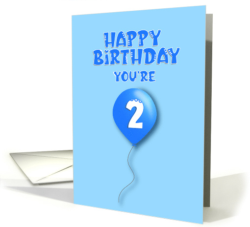 Happy Birthday You're Two Cute Blue Balloon card (1760226)